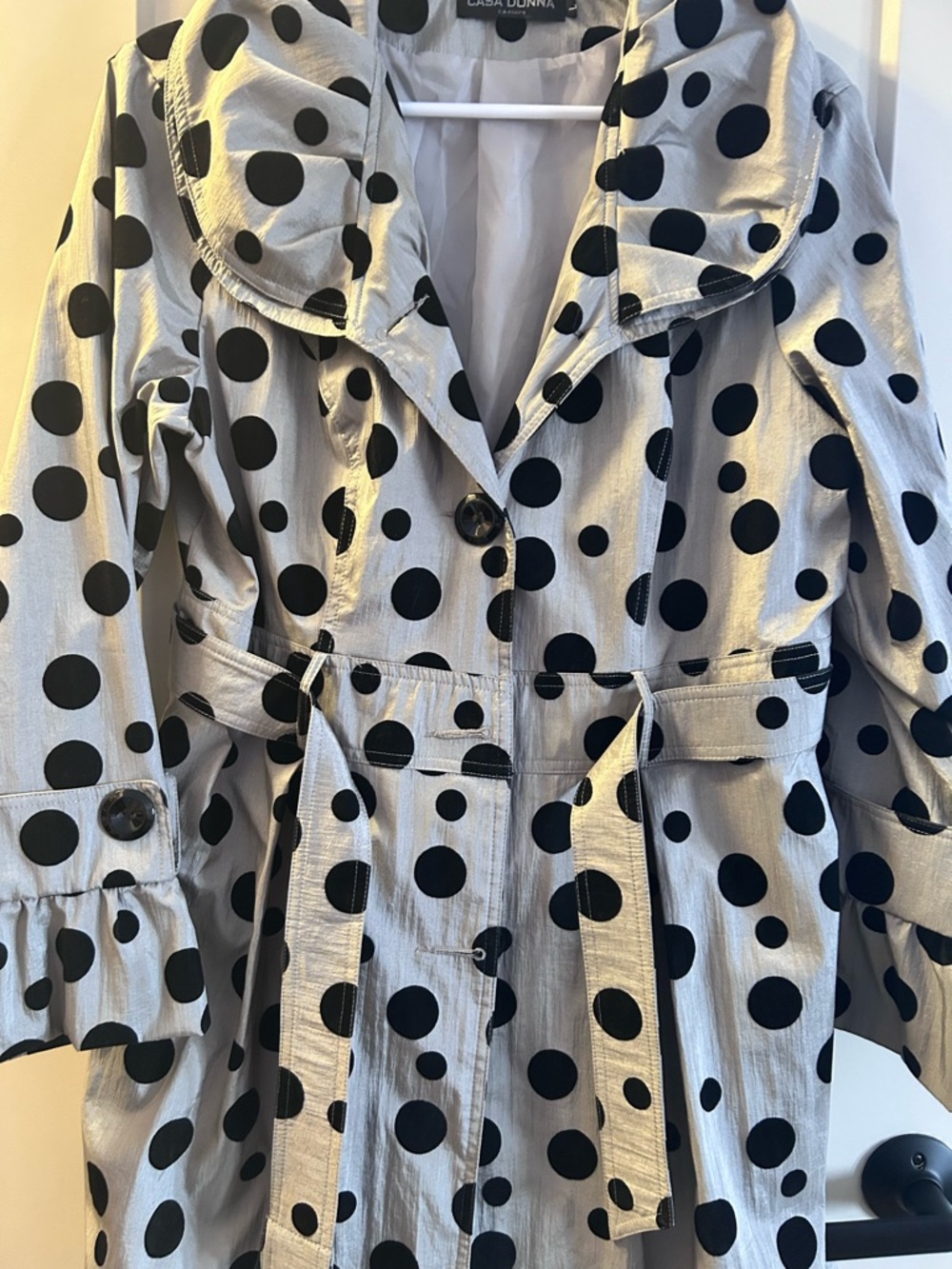 Silver Polka Dot Trench Coat - Picture 3 of 5